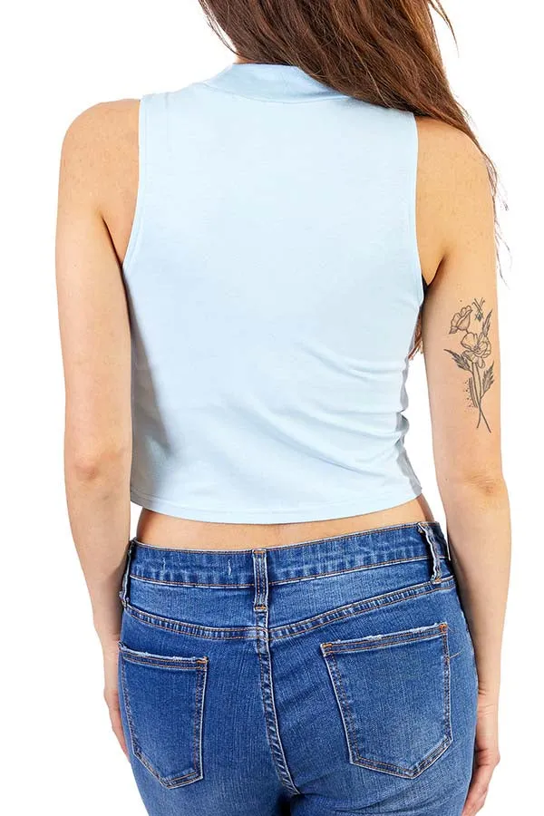 Silver Mock Neck Cropped Tank