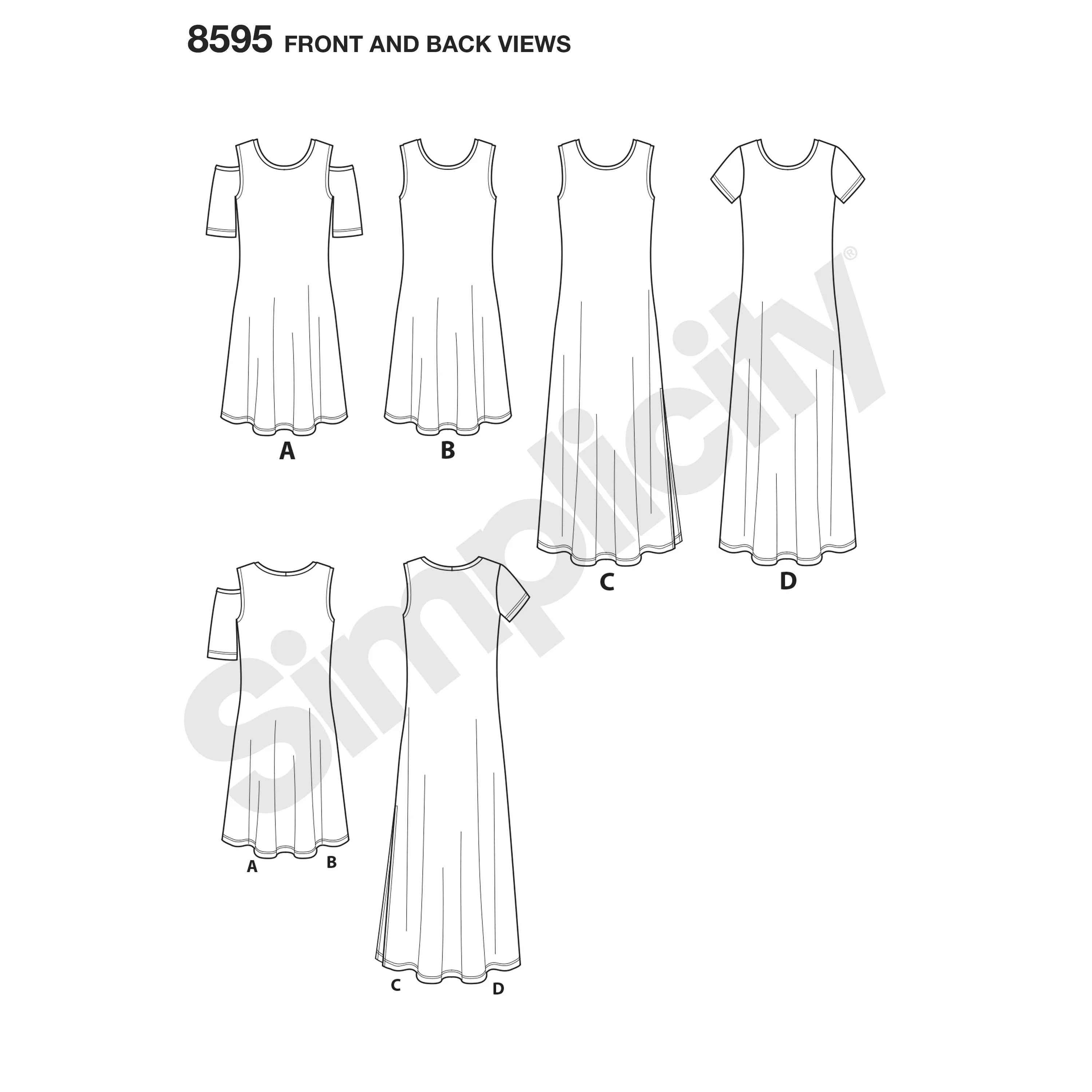 Simplicity Pattern 8595 Women's and Miss petite dresses