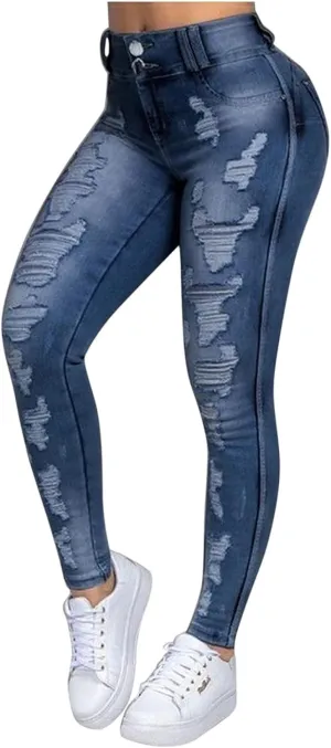 Skinny Pencil Denim Pants Jeans Stretch Hole Trousers Fitness Women Slim Women's Jeans 7 in All Jeans Women