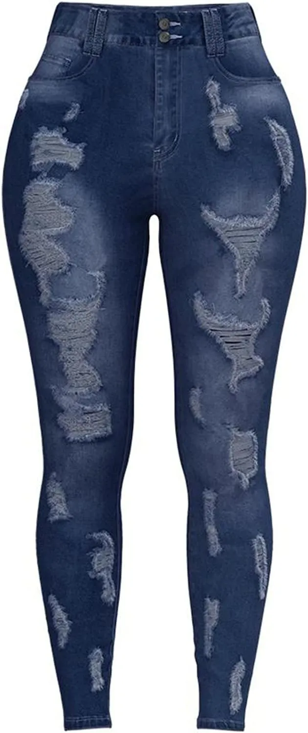 Skinny Pencil Denim Pants Jeans Stretch Hole Trousers Fitness Women Slim Women's Jeans 7 in All Jeans Women