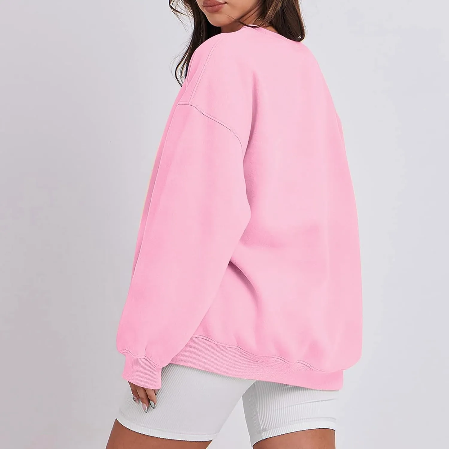 slqdgmryz Oversized Sweatshirt for Women Cute Crewneck Sweatshirts Loose Fit Preppy Fleece Pullover Hoodie Y2k Plain Sweaters