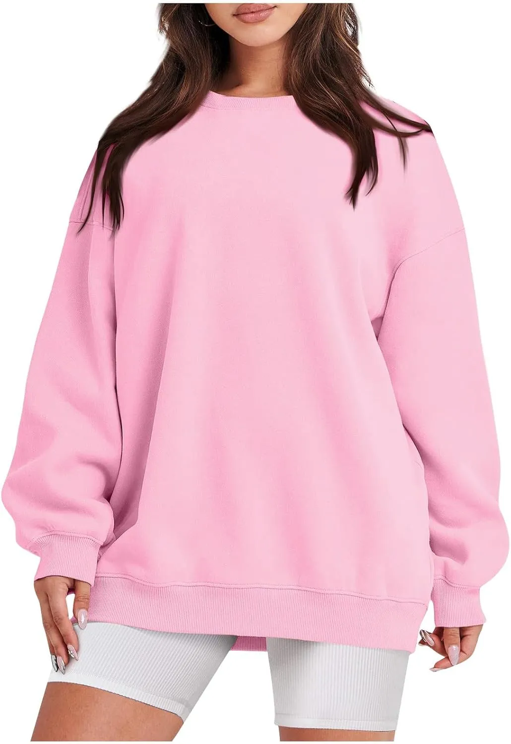 slqdgmryz Oversized Sweatshirt for Women Cute Crewneck Sweatshirts Loose Fit Preppy Fleece Pullover Hoodie Y2k Plain Sweaters