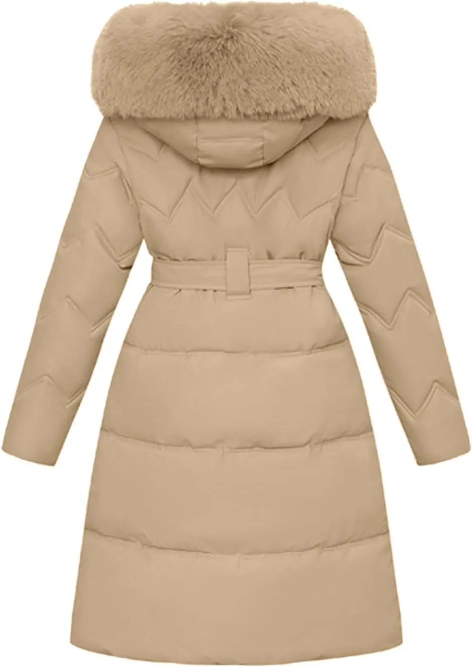 SMIDOW Long Puffer Winter Coat For Women Trendy 2023 Padded Down Jackets Full Zip Up Parka Coats With Faux Fur Hood