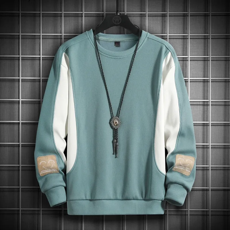 Solid Color  Patchwork Sweatshirt