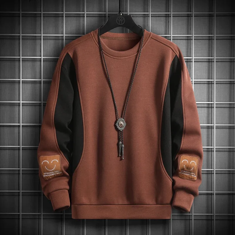 Solid Color  Patchwork Sweatshirt