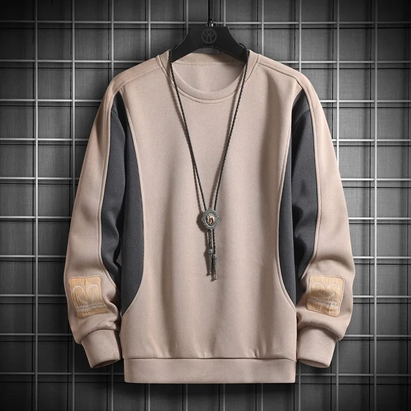 Solid Color  Patchwork Sweatshirt