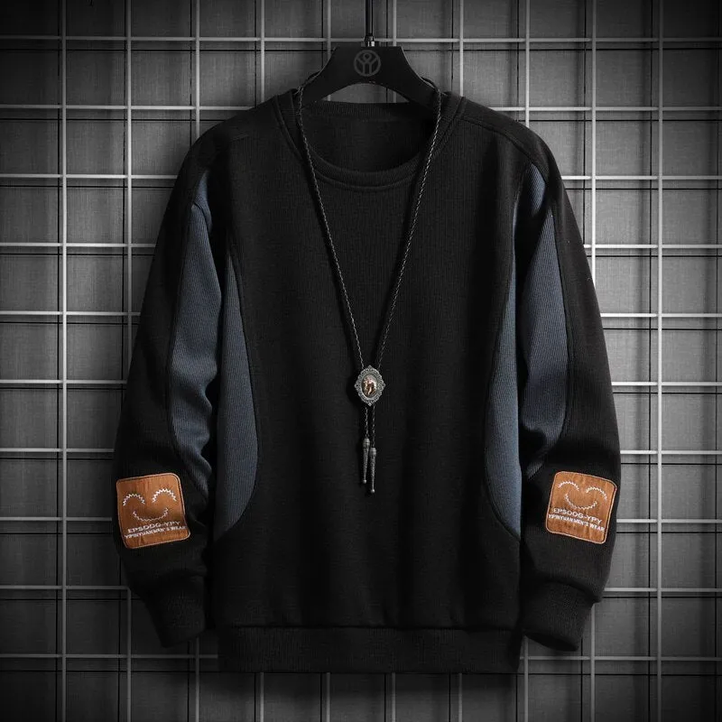 Solid Color  Patchwork Sweatshirt