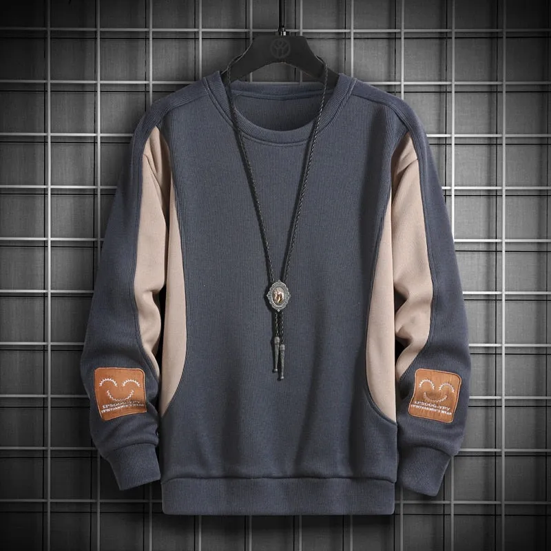 Solid Color  Patchwork Sweatshirt