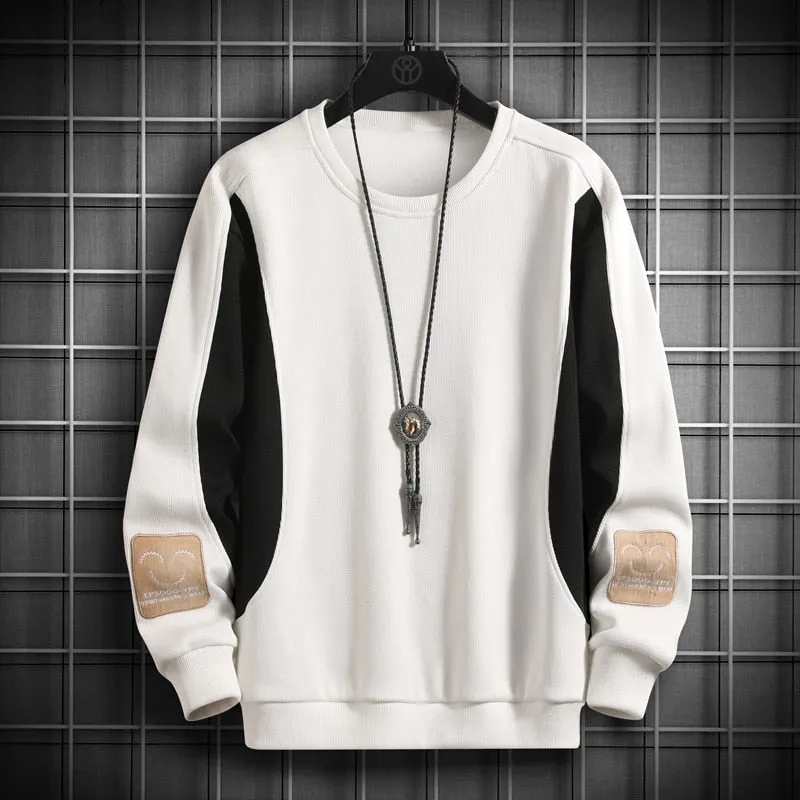 Solid Color  Patchwork Sweatshirt