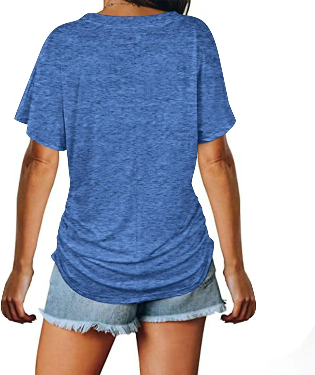 Solid Cotton Tshirts for Women Short Sleeve Slim Fit Tops Casual V Neck Blouse 2025 Casual Cute Graphic Basic Tees