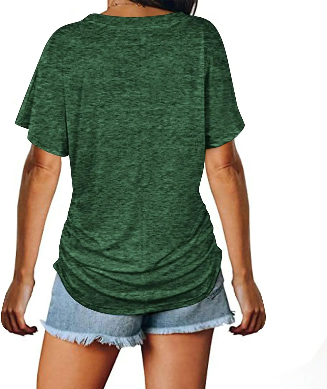 Solid Cotton Tshirts for Women Short Sleeve Slim Fit Tops Casual V Neck Blouse 2025 Casual Cute Graphic Basic Tees