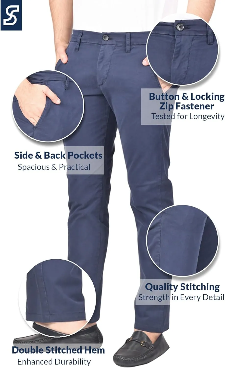 Soroor Slim Fit Chinos Pants Men - Stylish Mens Chinos Pants, Smart Casual Mens Khaki Pants | Stretch Twill Cotton Men Chino
