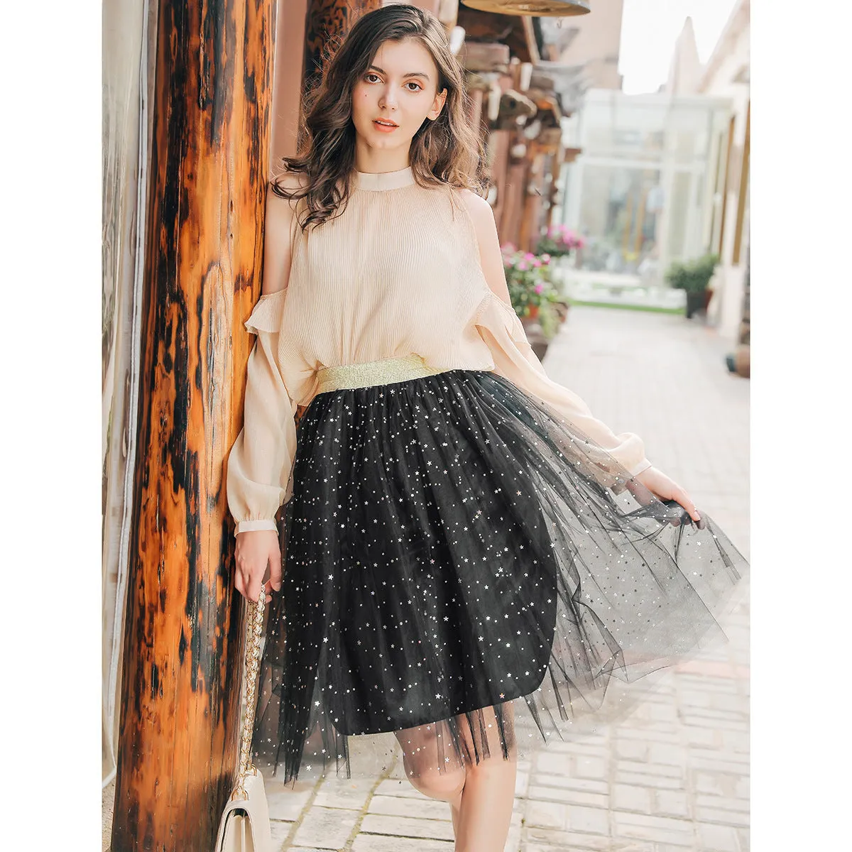 Starry Sequin Puffy Tulle Skirt