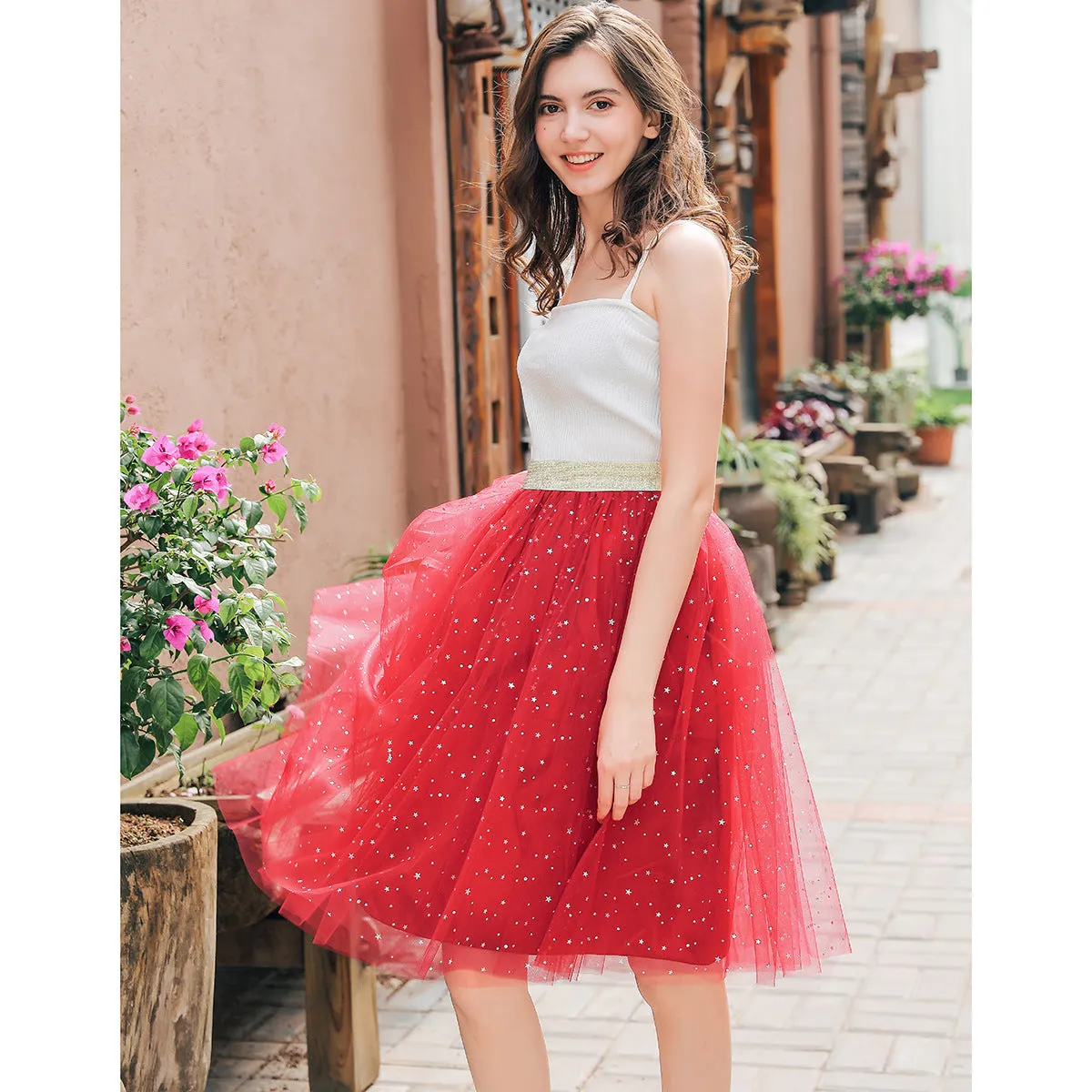 Starry Sequin Puffy Tulle Skirt