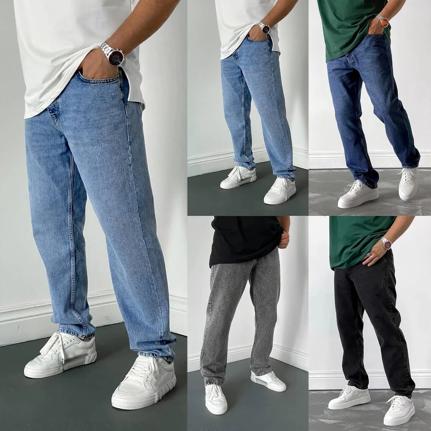 Straight Fit Jeans for Men, Casual Mens Loose Denim Pants Baggy Mens Jeans Boot Cut for Men Jeans