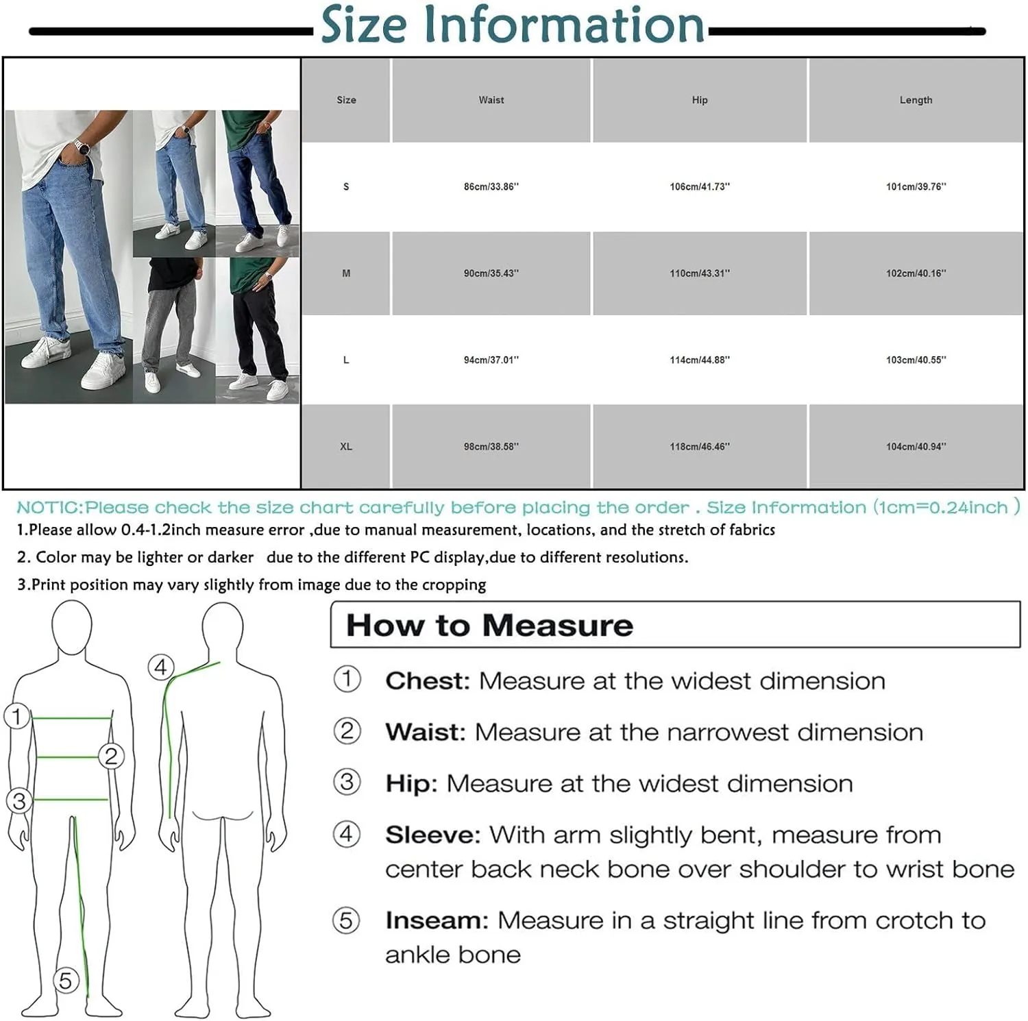 Straight Fit Jeans for Men, Casual Mens Loose Denim Pants Baggy Mens Jeans Boot Cut for Men Jeans