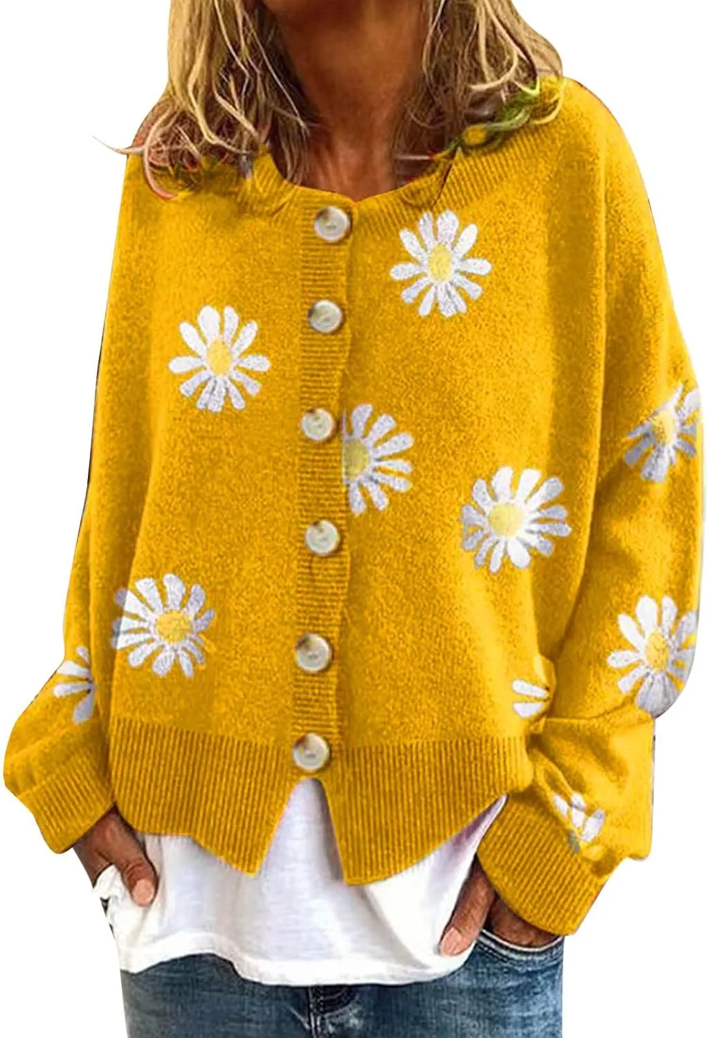 Strawberry Cardigan for Women Cute V Neck Button Down Long Sleeve Sweater Casual Loose Fall Trendy