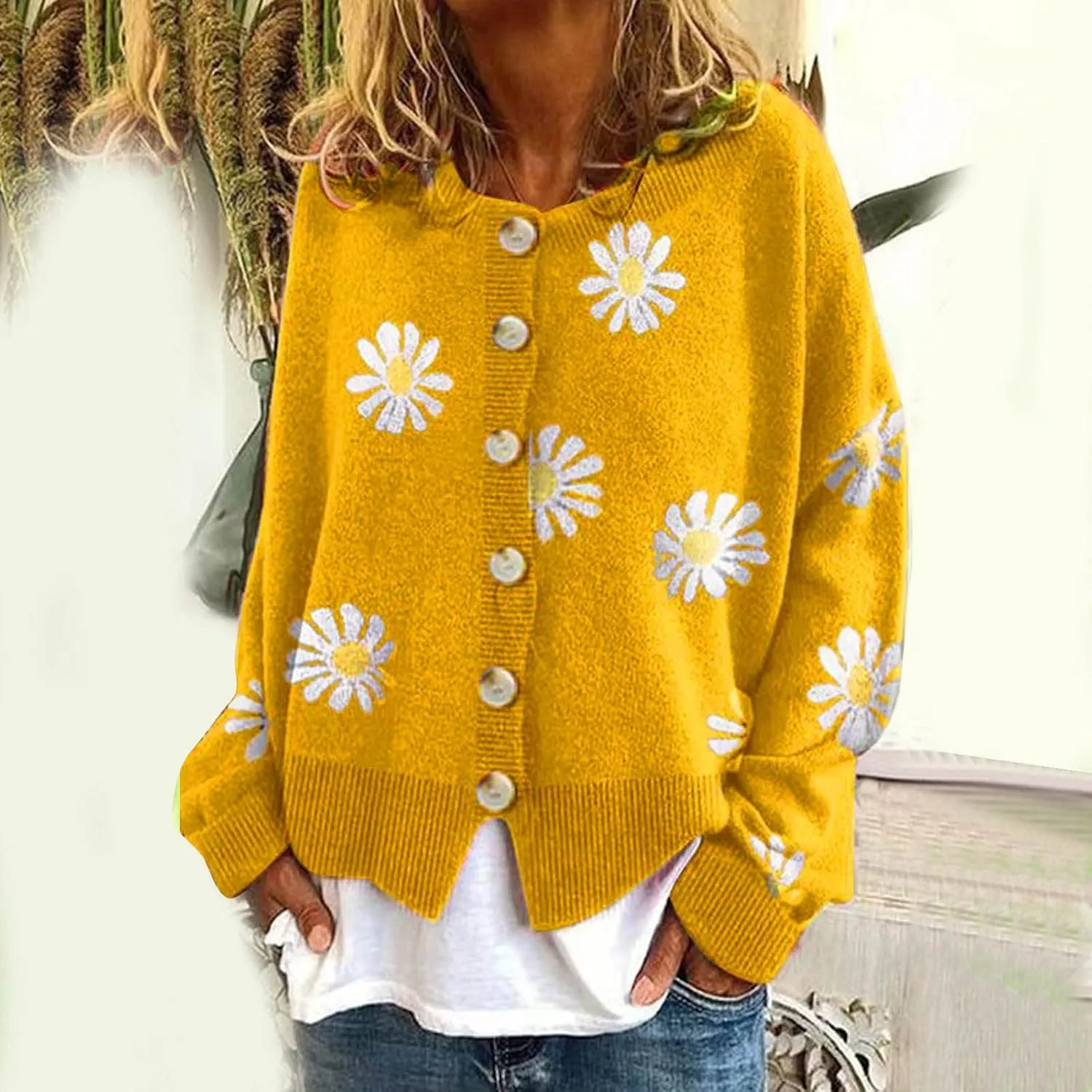 Strawberry Cardigan for Women Cute V Neck Button Down Long Sleeve Sweater Casual Loose Fall Trendy