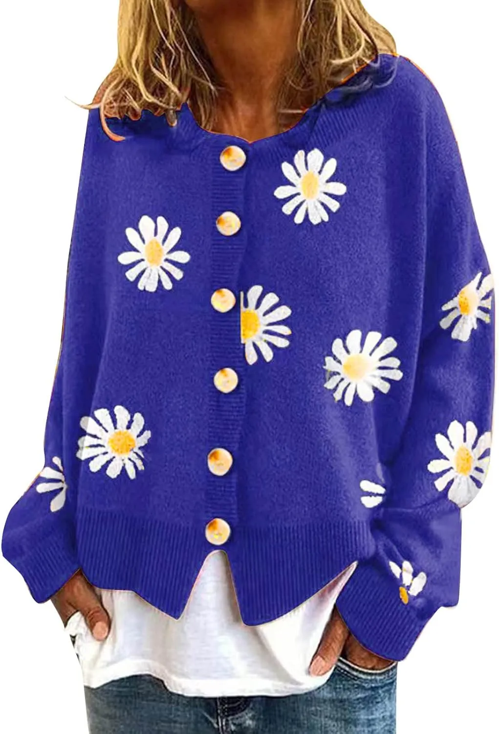 Strawberry Cardigan for Women Cute V Neck Button Down Long Sleeve Sweater Casual Loose Fall Trendy
