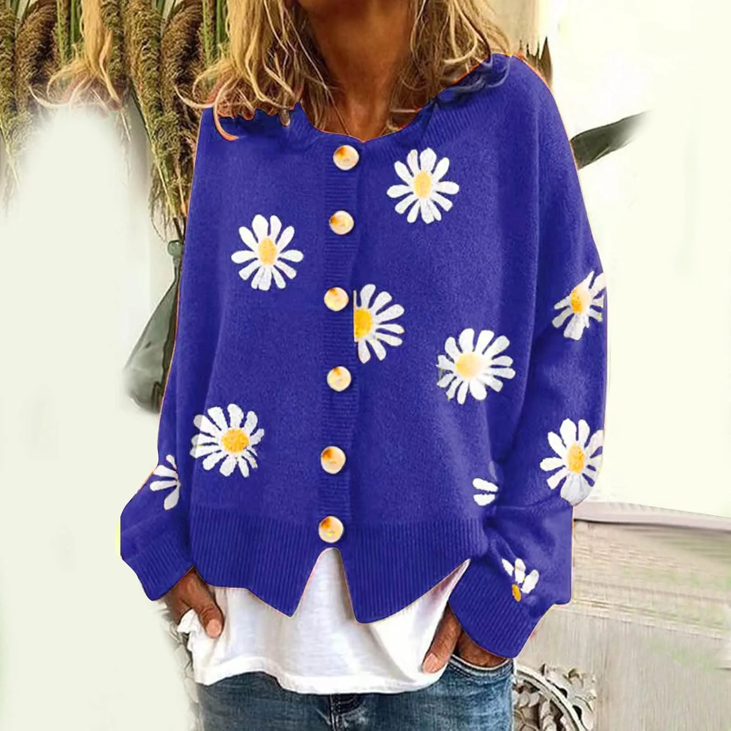 Strawberry Cardigan for Women Cute V Neck Button Down Long Sleeve Sweater Casual Loose Fall Trendy