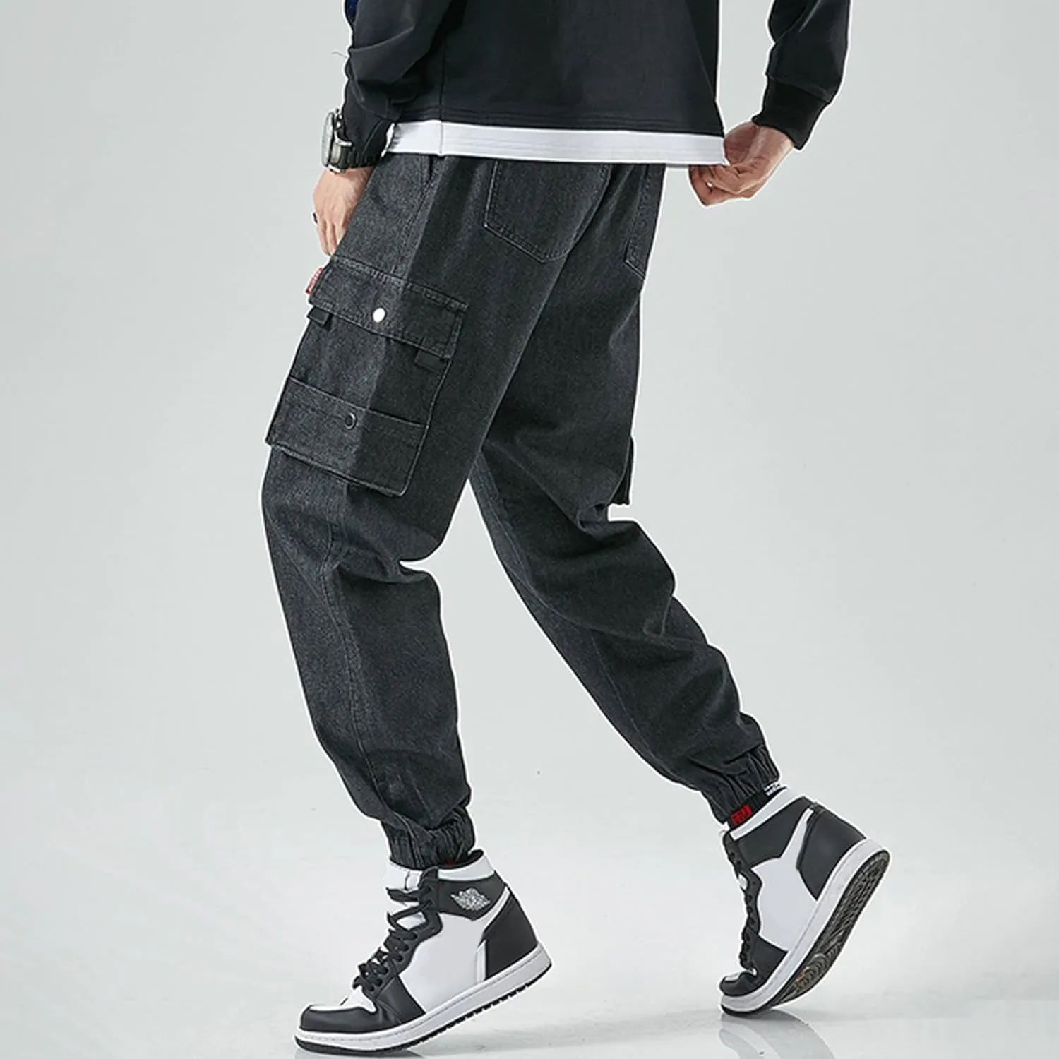 Streetwear Cargo Jeans for Men Baggy Jeans Men Cyberpunk Jeans Black Jeans Men Mens Jeans Relaxed Fit Men Jeans