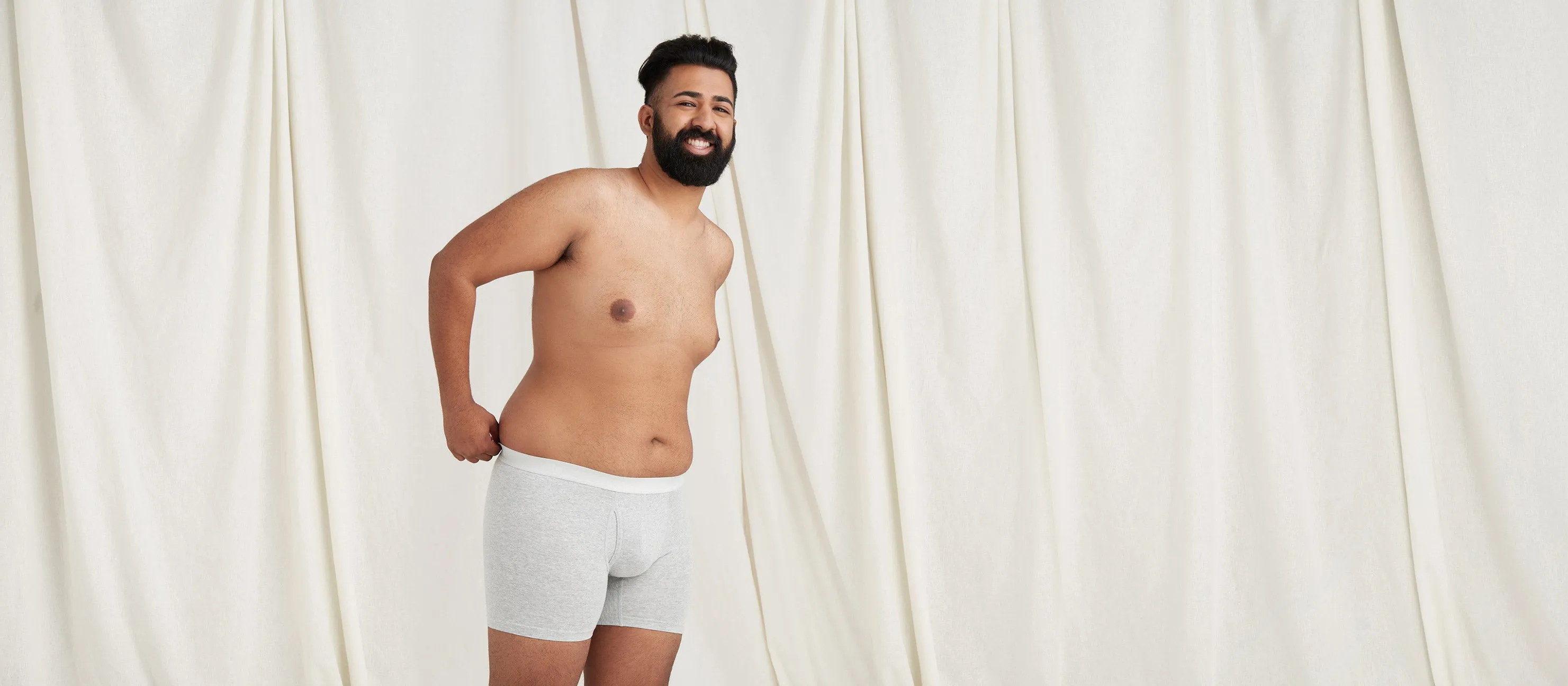 Stretch Cotton Boxer Brief w/ Fly | Heather Grey