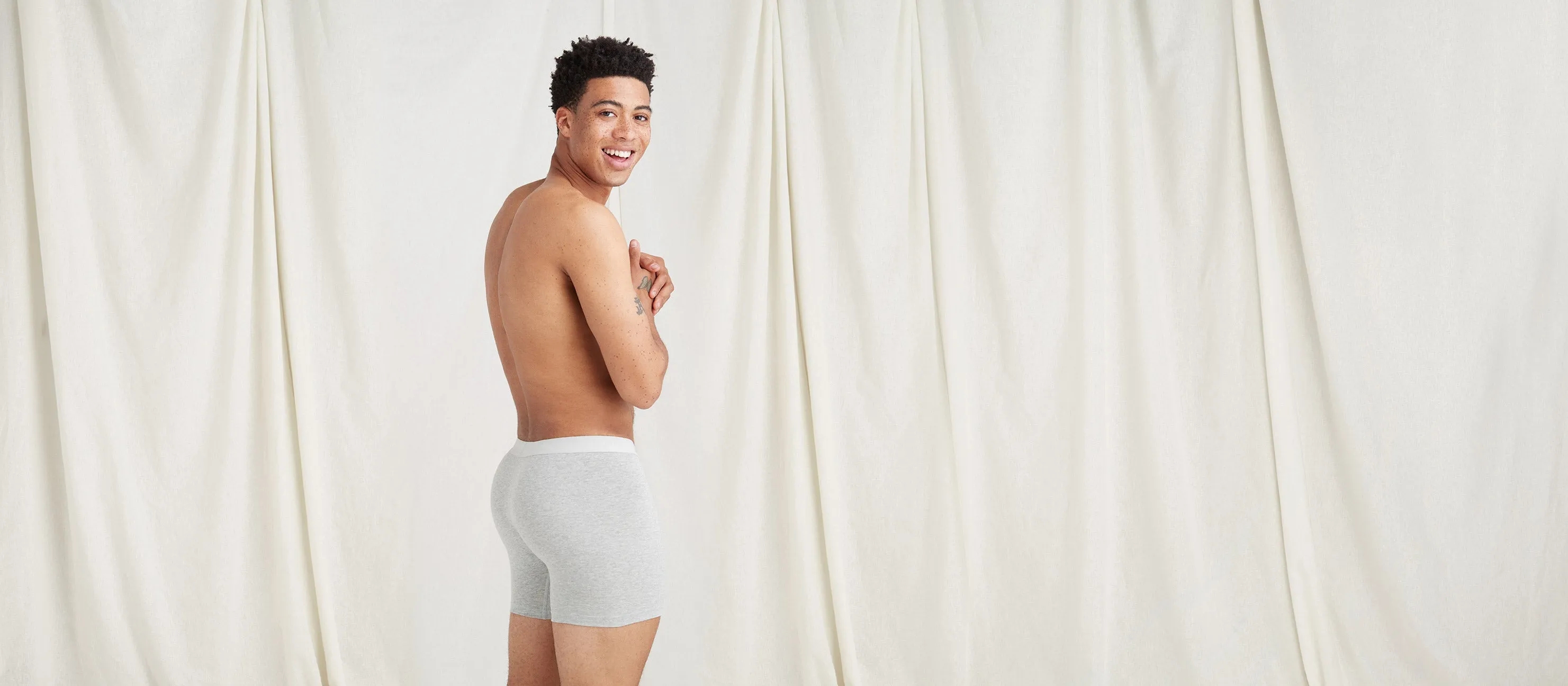 Stretch Cotton Boxer Brief w/ Fly | Heather Grey