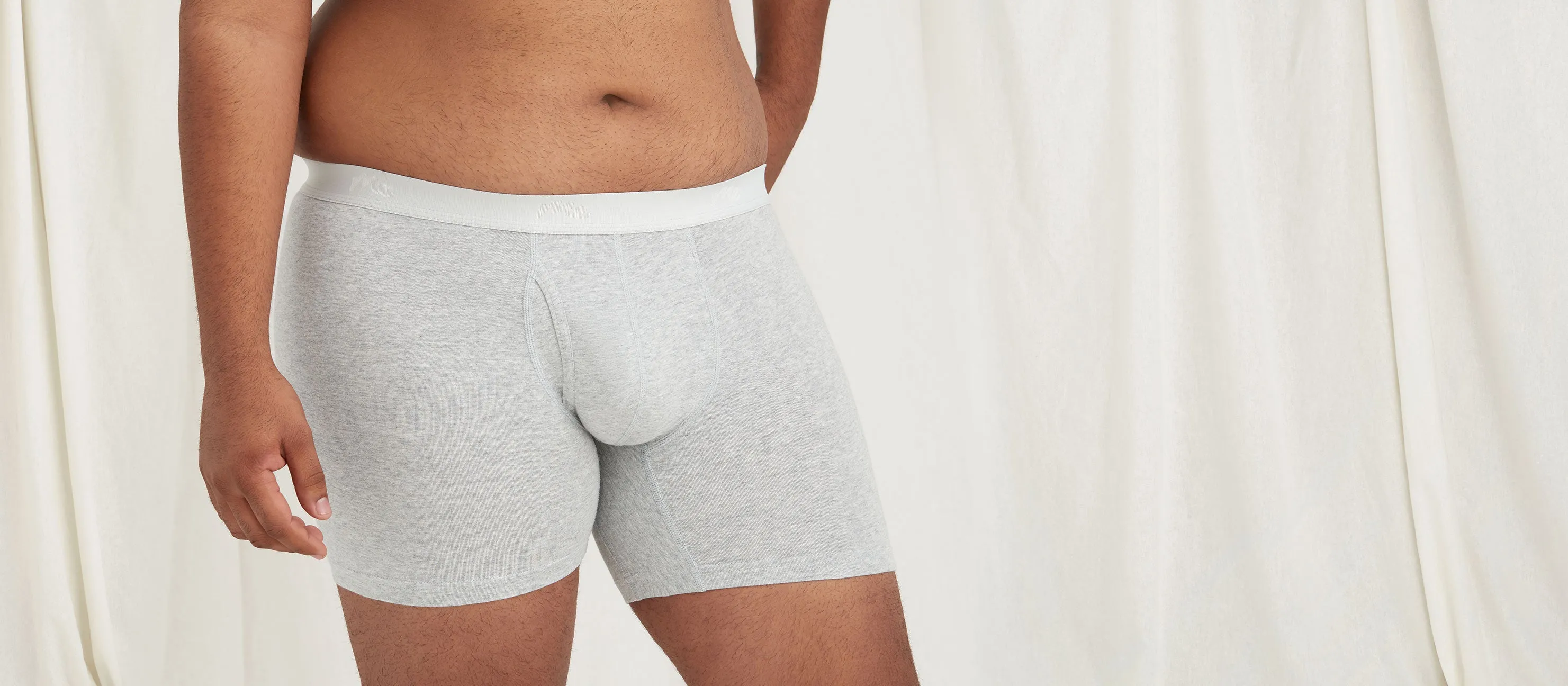 Stretch Cotton Boxer Brief w/ Fly | Heather Grey