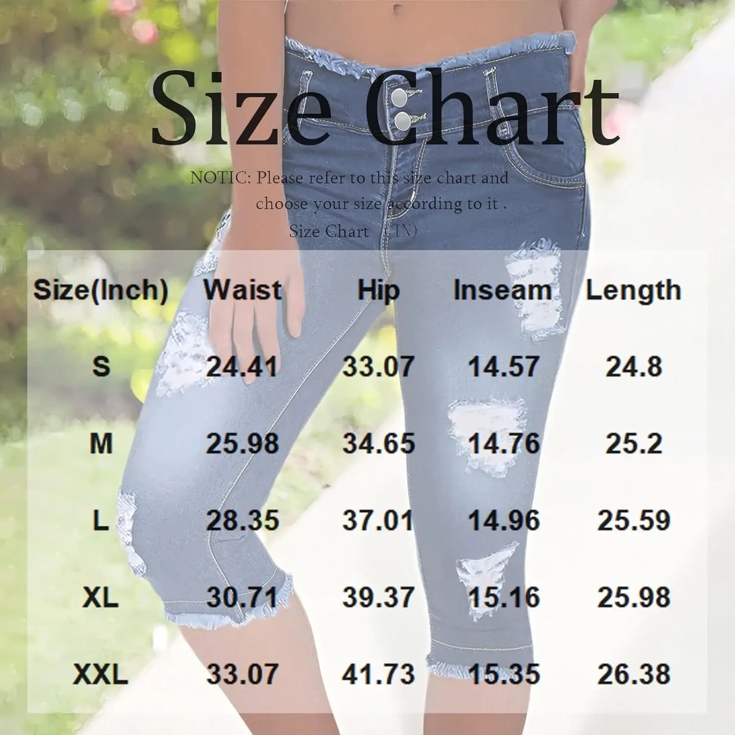 Stretch Jean Capris for Women Skinny Low Rise Ripped Jeans Vintage Distressed Jeans Butt Lift Capri Pants with Holes
