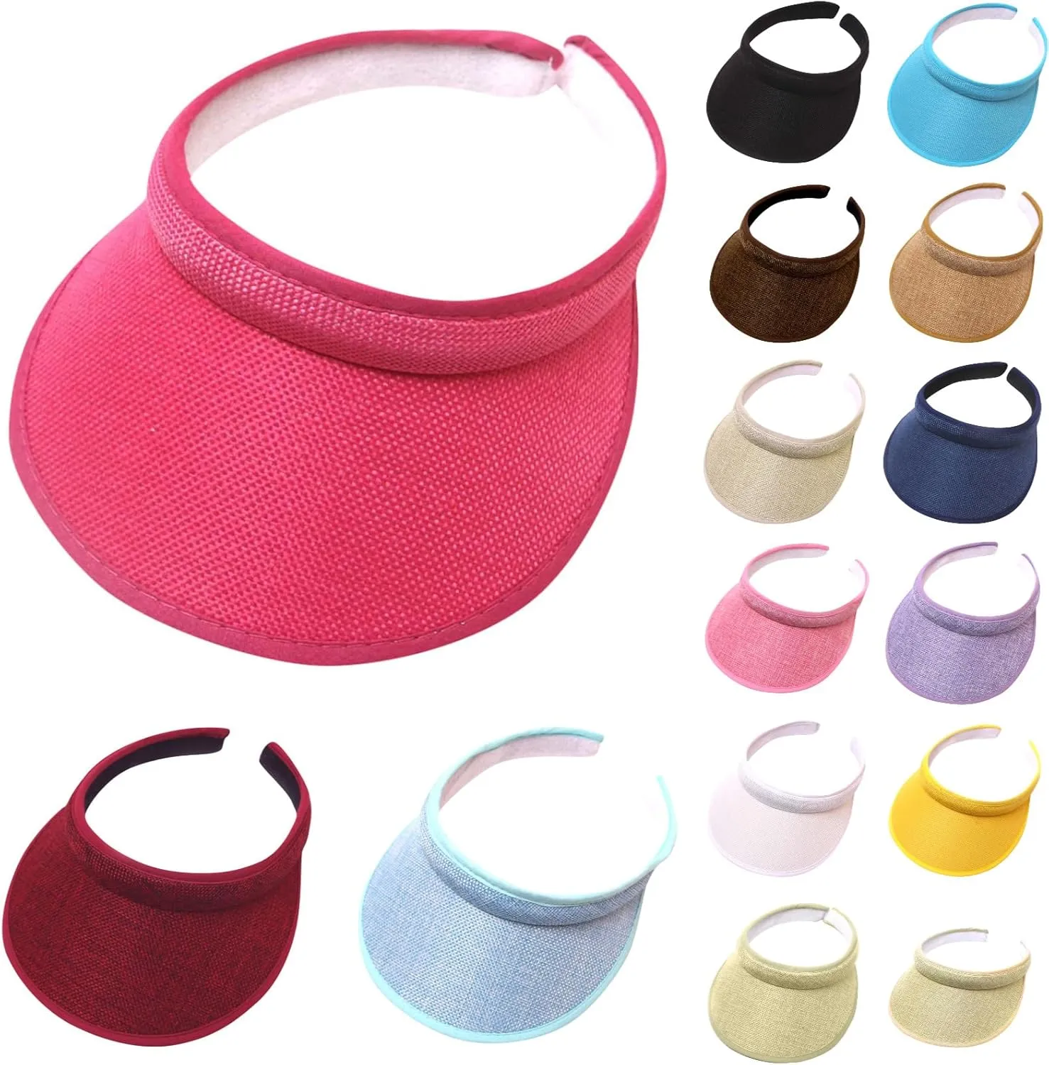 Sun Visor Hats Summer Wide Brim Clip Adjustable Large Brim Sun Visor Hat Outdoor Running Beach Cap Womens Baseball Caps