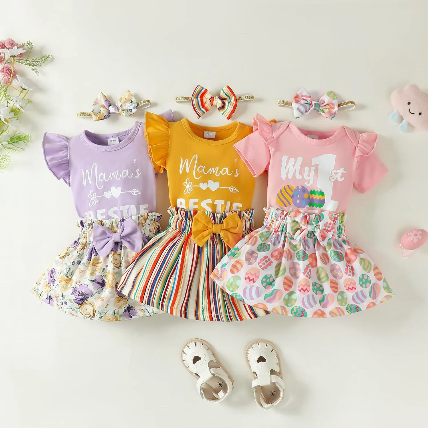 SUNNY PIGGY Baby Girl Clothes Newborn Dress Infant Romper Summer Outfit Cute Toddler Clothing Skirt Set