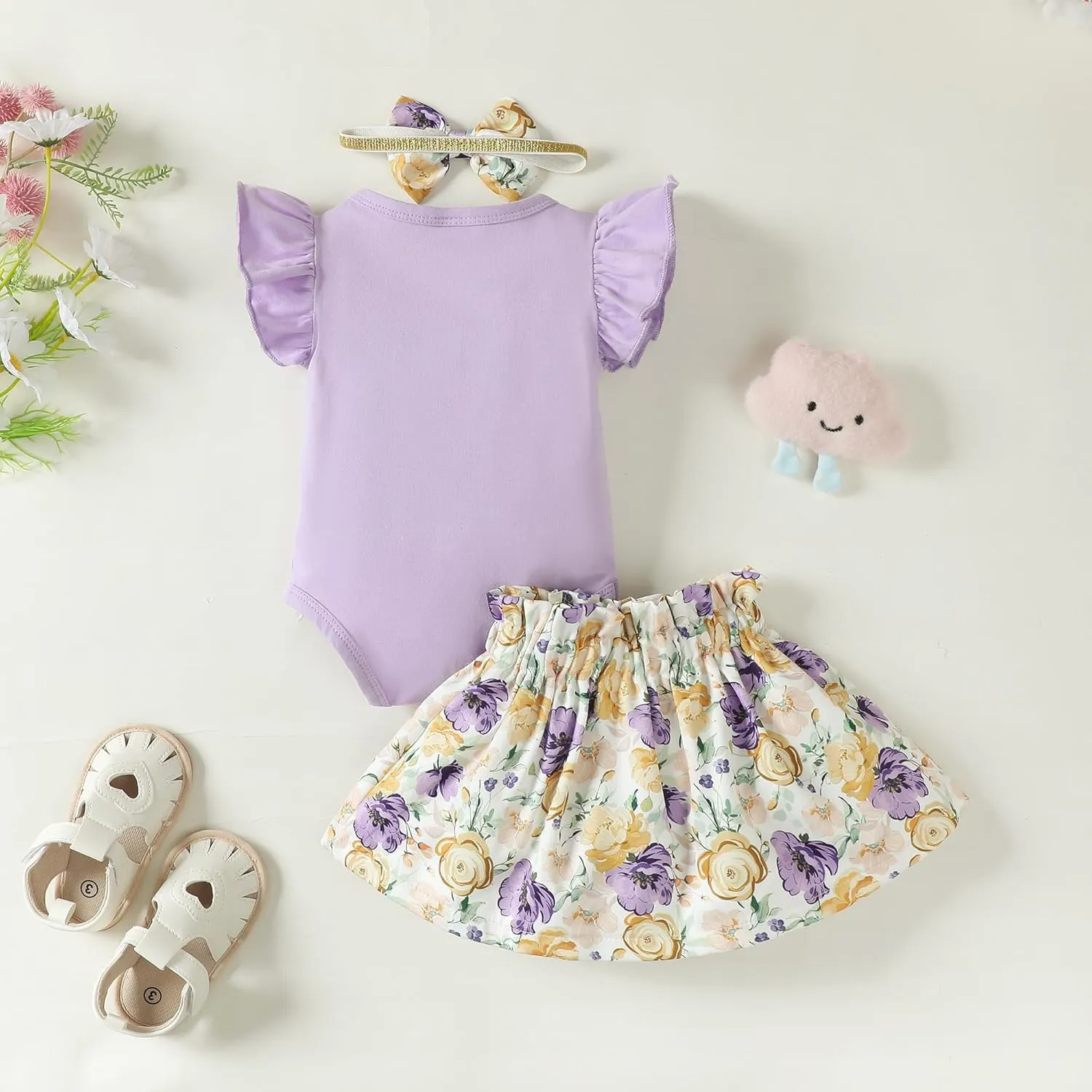 SUNNY PIGGY Baby Girl Clothes Newborn Dress Infant Romper Summer Outfit Cute Toddler Clothing Skirt Set