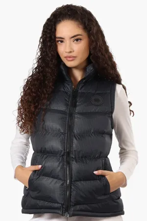 Super Triple Goose Grid Pattern Bubble Vest - Black