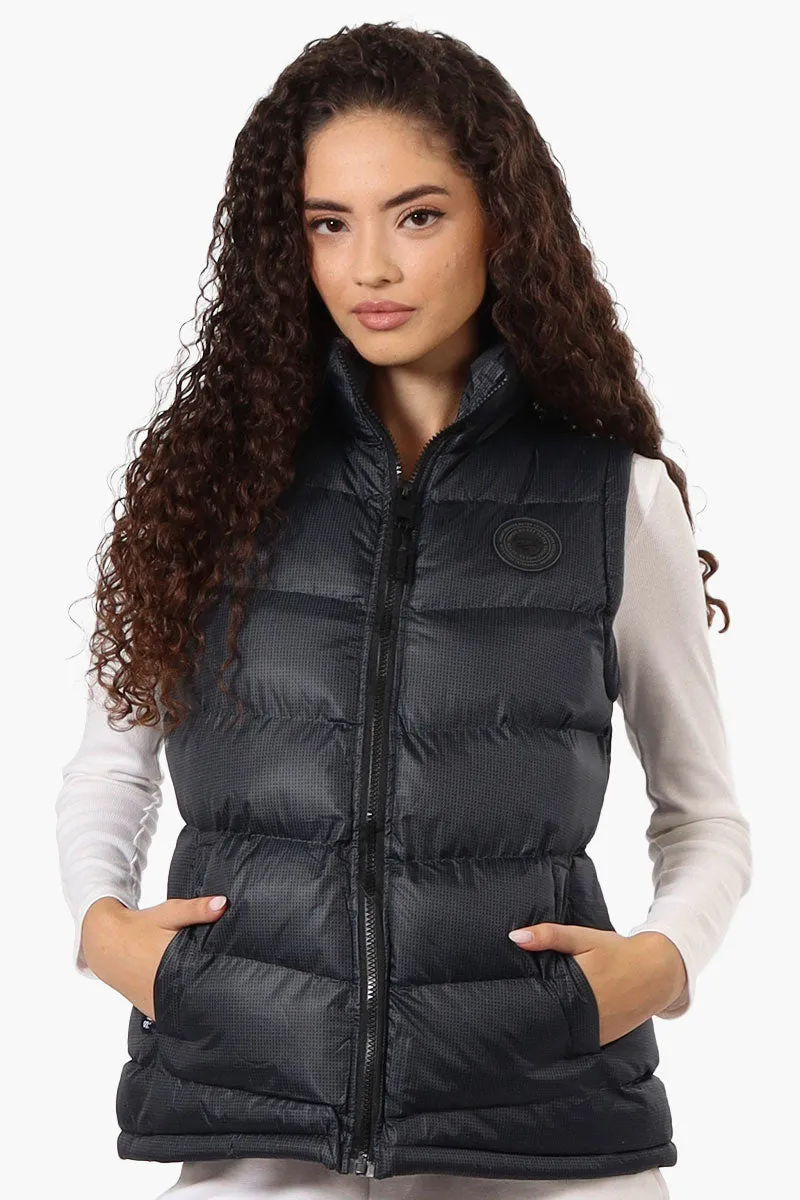 Super Triple Goose Grid Pattern Bubble Vest - Black