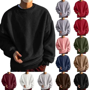 Sweaters for Men, Men's Crewneck Sweater Soft Casual Sweaters for Men Solid Color Classic Pullover Sweaters Sweatshirt