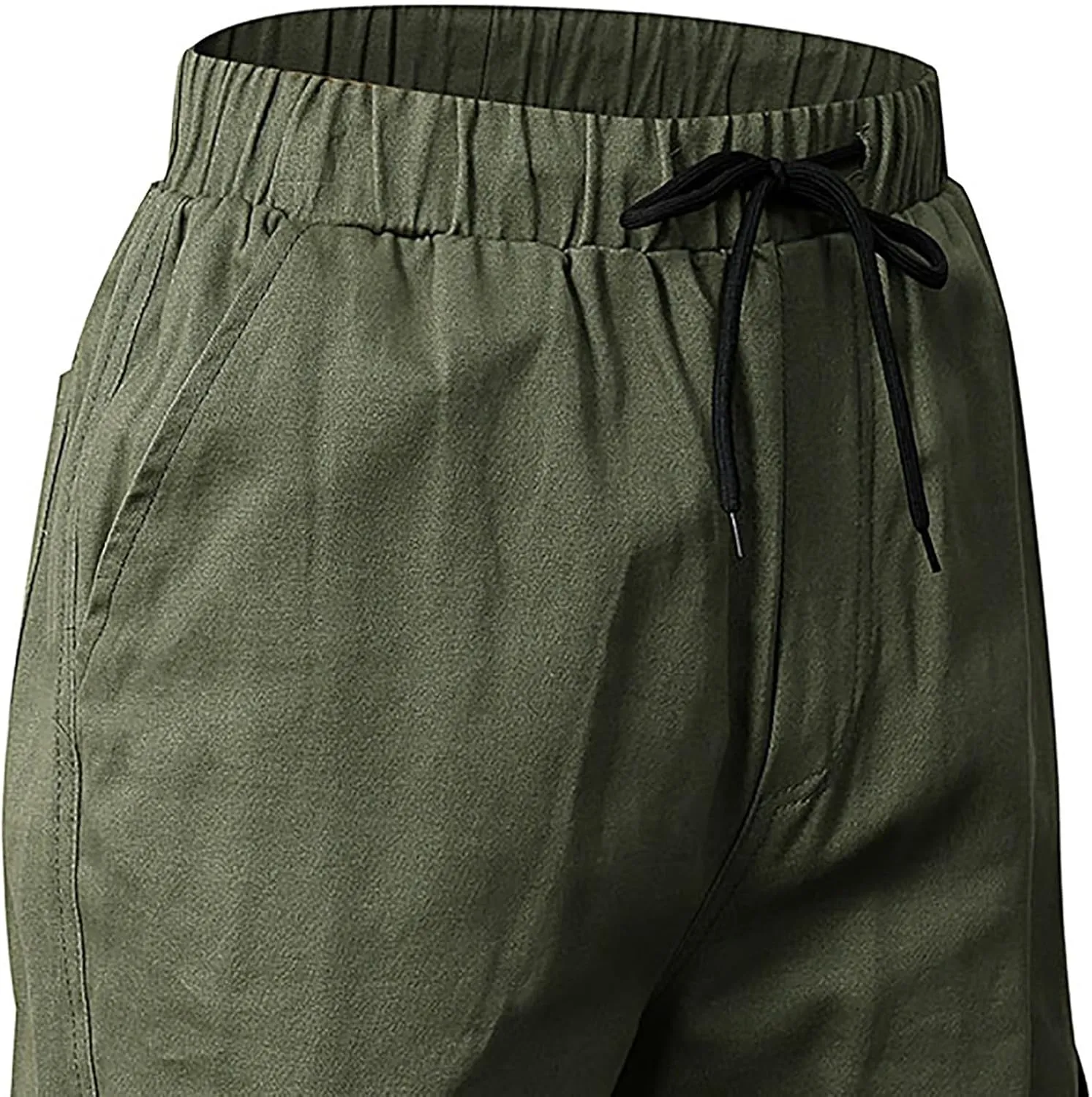 Tactical Pants for Men Relaxed Fit Elastic Waist Cotton Sweatpants Plus Size Straight Leg Outdoor Tapered Hiking Pants