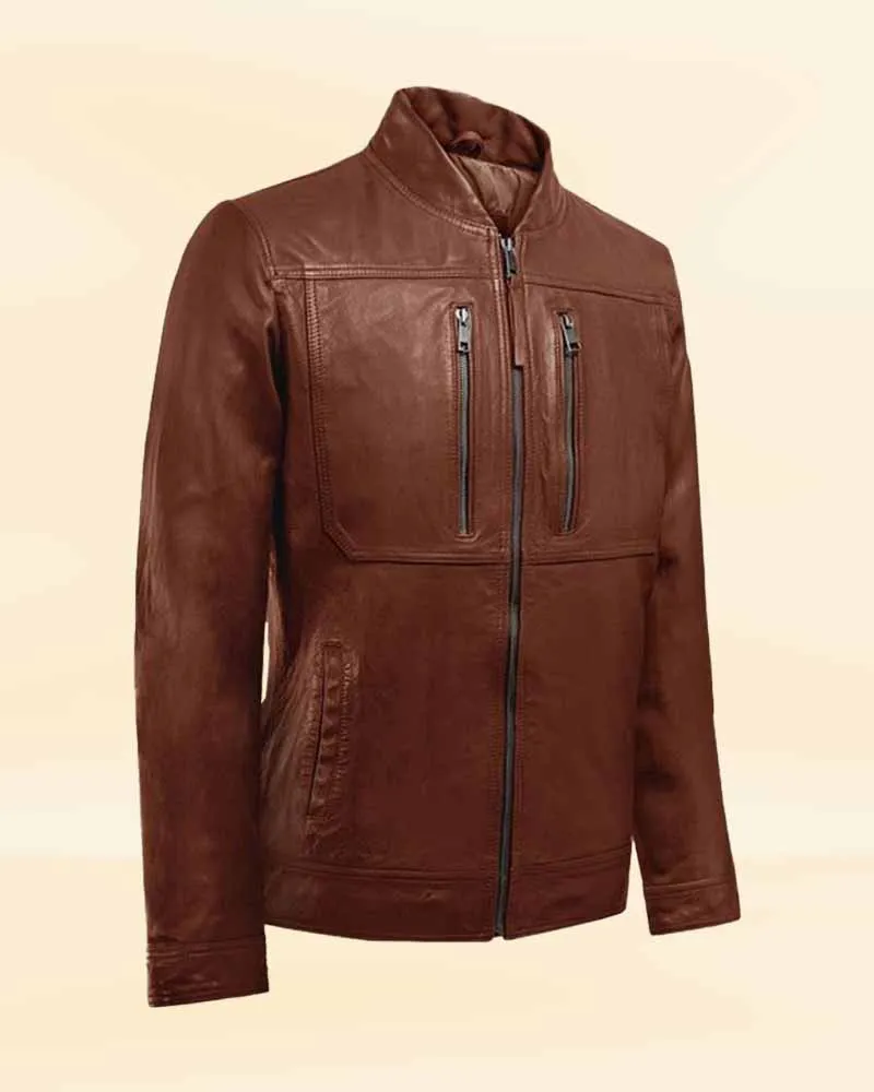 Tan Thunder Biker Leather Jacket