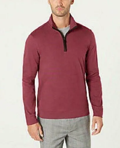 Tasso Elba Mens Piped 1/4 Zip Pullover Sweater