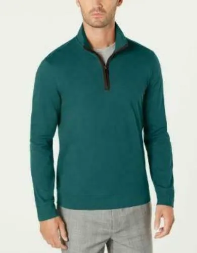 Tasso Elba Mens Piped 1/4 Zip Pullover Sweater
