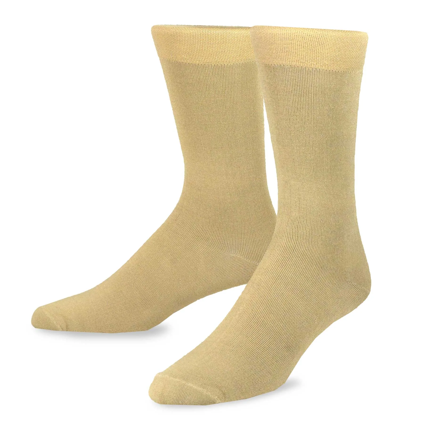 TeeHee Socks Men's Casual Bamboo Crew White, Khaki, Brown 3-Pack (50024)