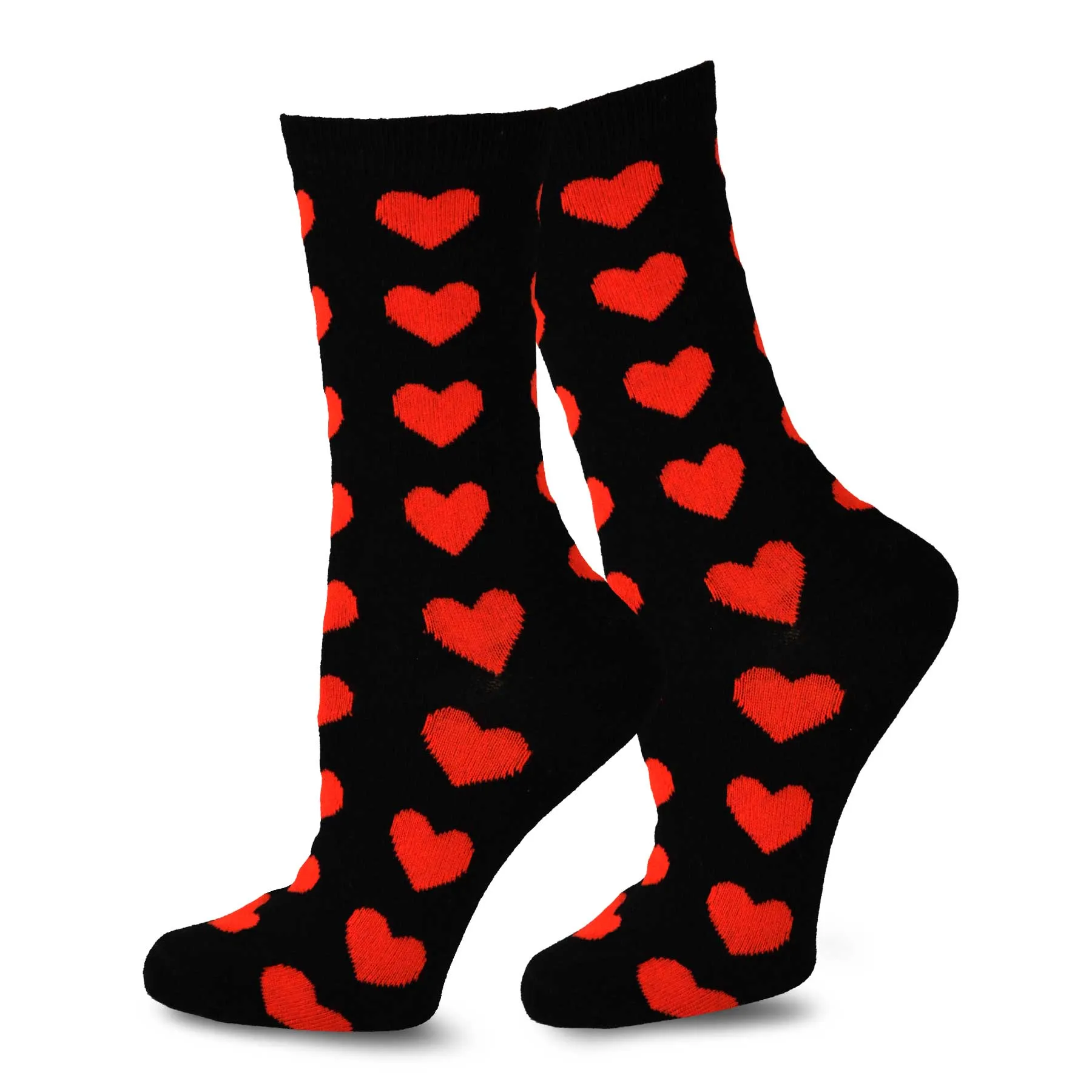 TeeHee Socks Women's Valentine Cotton Crew Black Heart 3-Pack (11452)