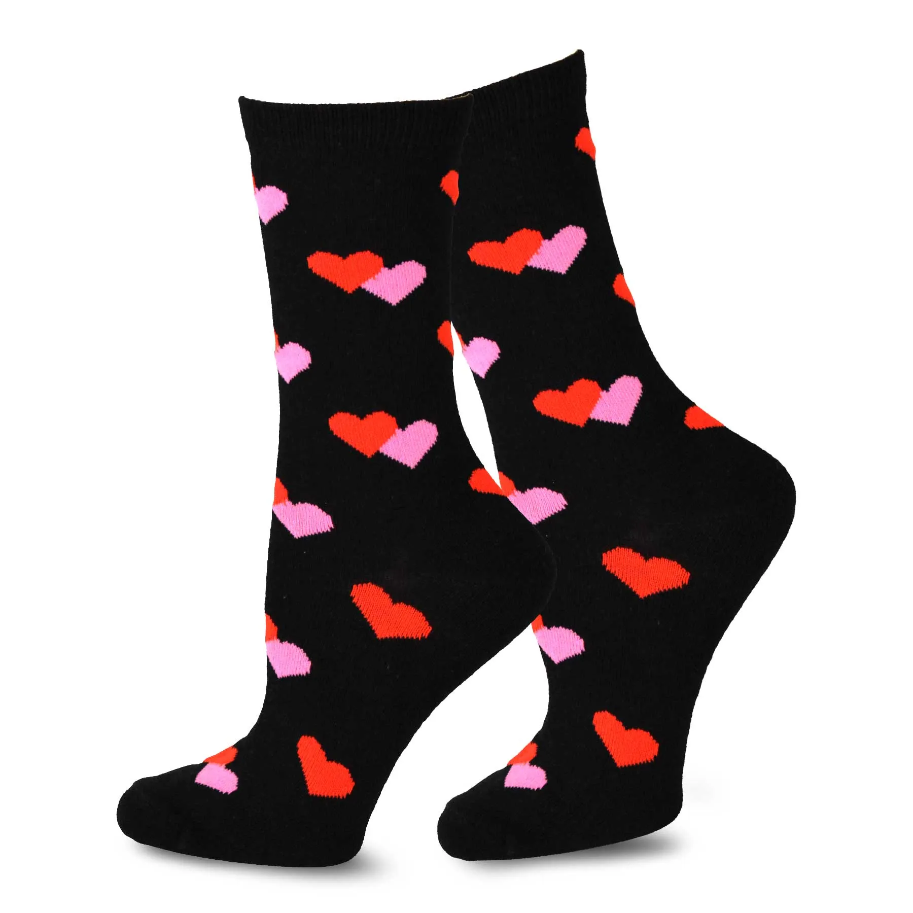 TeeHee Socks Women's Valentine Cotton Crew Black Heart 3-Pack (11452)
