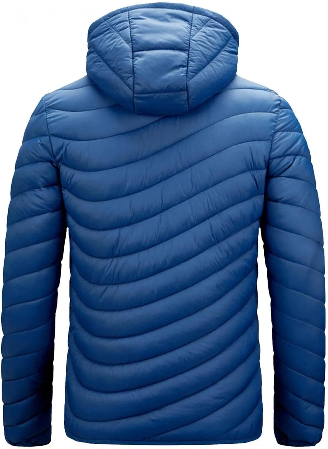 Thatrich Mens Lightweight Puffer Jacket with Hood Removable Hooded Jacket Zip Up Long Sleeve Water-Resistant Winter Outerwear