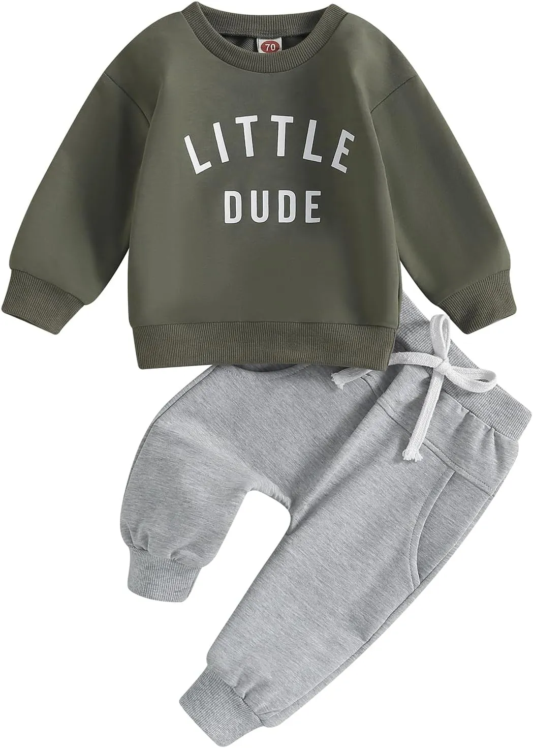 Toddler Baby Boy Clothes Little Dude Fall Winter Clothing Letter Long Sleeve Sweatshirt Pants Set Sweatsuit