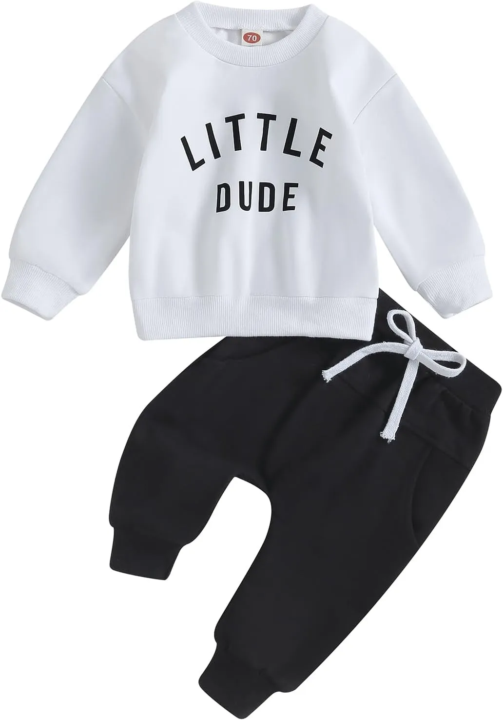 Toddler Baby Boy Clothes Little Dude Fall Winter Clothing Letter Long Sleeve Sweatshirt Pants Set Sweatsuit