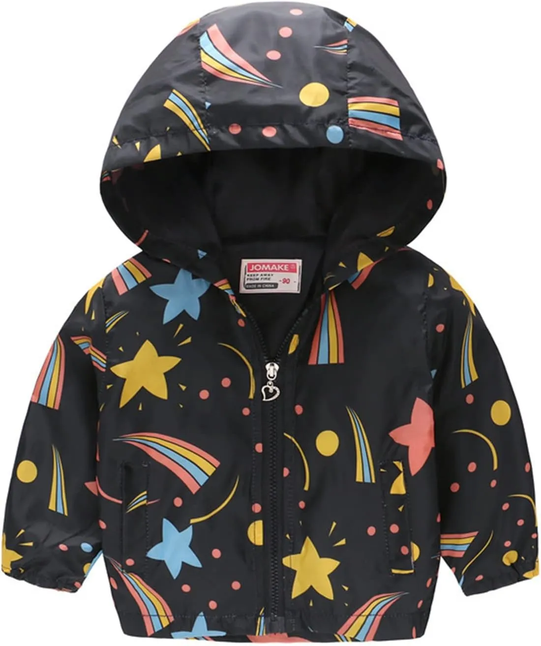 Toddler Baby Boys Girls Fall Hooded Jacket Coat Cartoon Printed Windproof Zipper Outwear Baby Coat Clothing