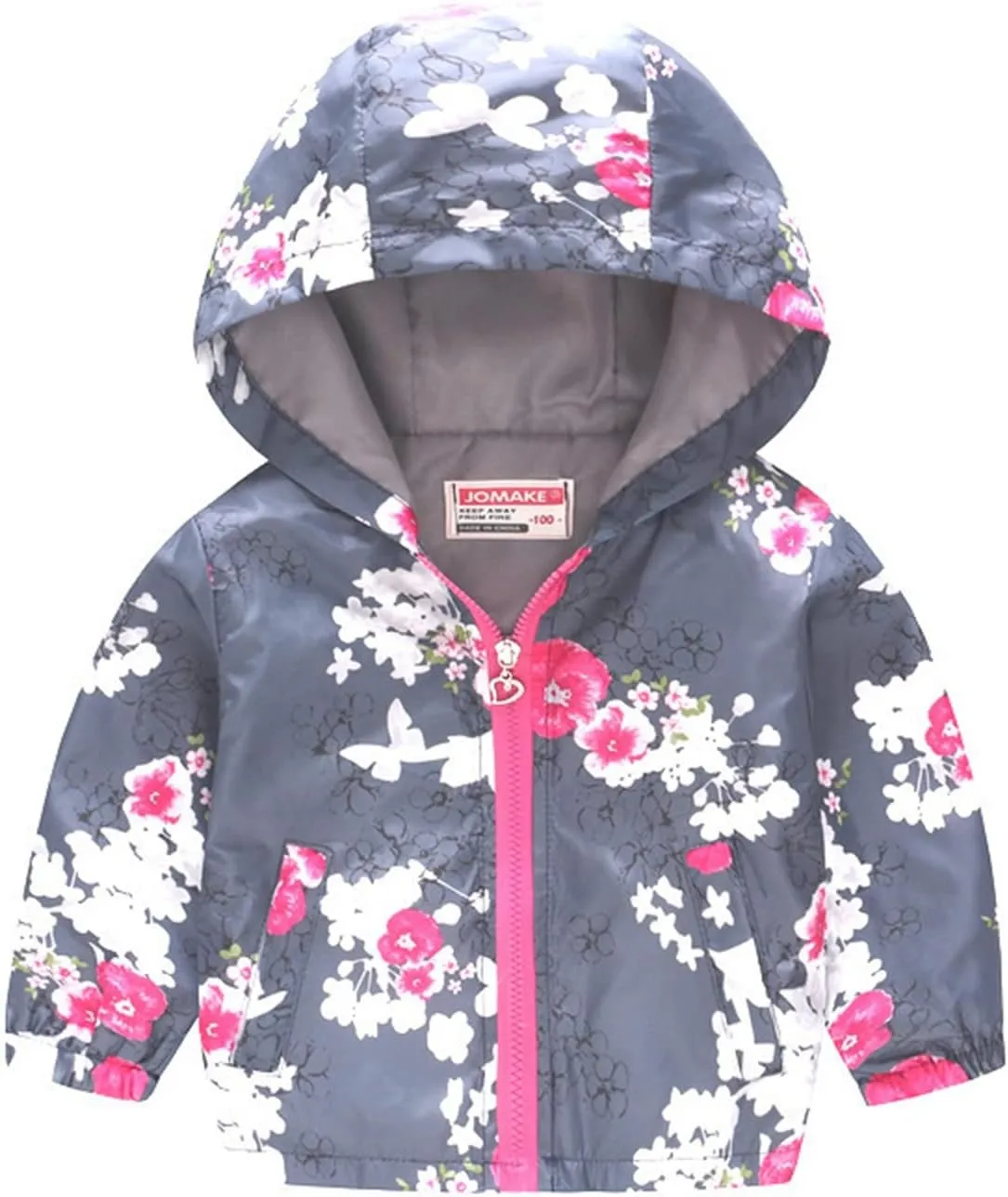 Toddler Baby Boys Girls Fall Hooded Jacket Coat Cartoon Printed Windproof Zipper Outwear Baby Coat Clothing