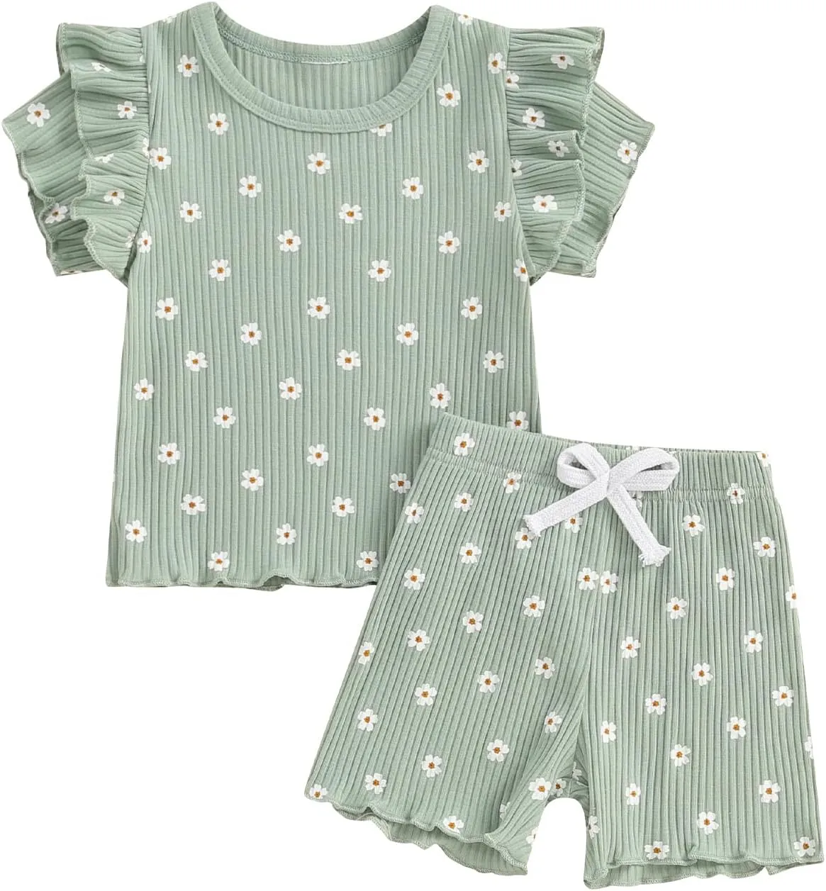 Toddler Baby Girl Summer Clothes Floral Print Short Sleeve T-shirt Tops and Shorts Outfit Casual 2Pcs Clothing Set