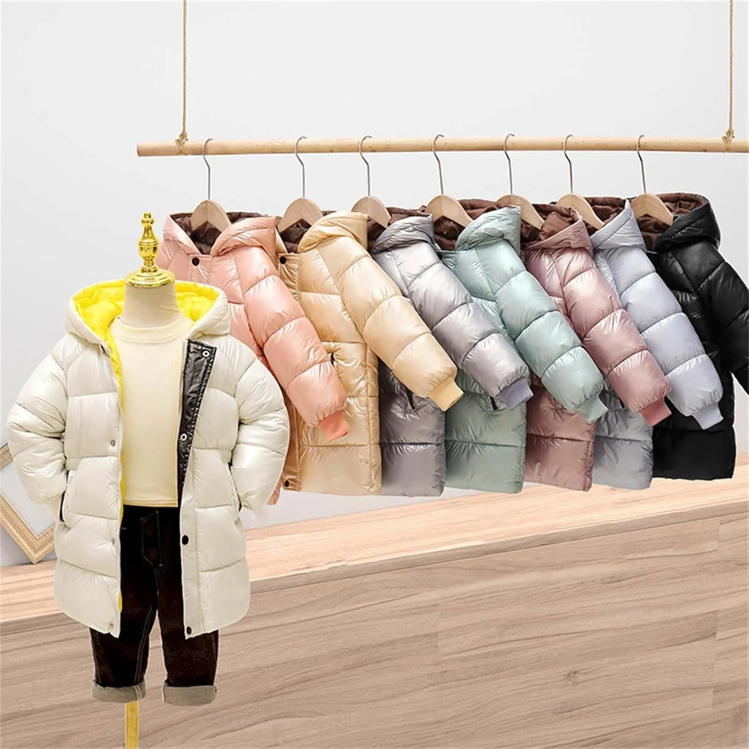Toddler Boys Girls Winter Coat Puffer Down Jacket Windproof Jacket Hooded Outwear Children's Thick Padded Coat