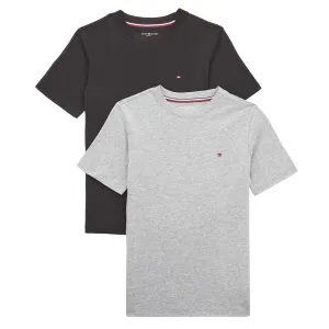 Tommy Hilfiger Boys 2 Pack Organic Cotton Short Sleeve T-Shirts- Medium Grey Heather/Black